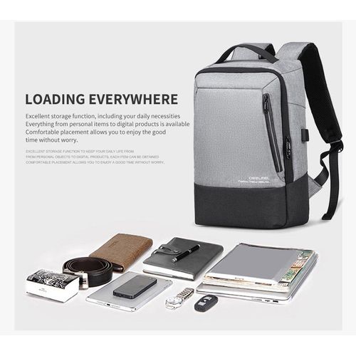 SAC A DOS DEELFEL FASHION TREND – AI0422 – 15.6″ – USB – JACK 3.5 MM – GRIS & NOIR – ORIGINAL – Image 3