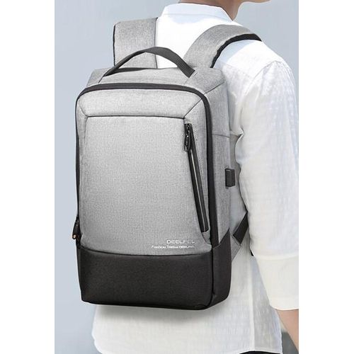SAC A DOS DEELFEL FASHION TREND – AI0422 – 15.6″ – USB – JACK 3.5 MM – GRIS & NOIR – ORIGINAL – Image 4