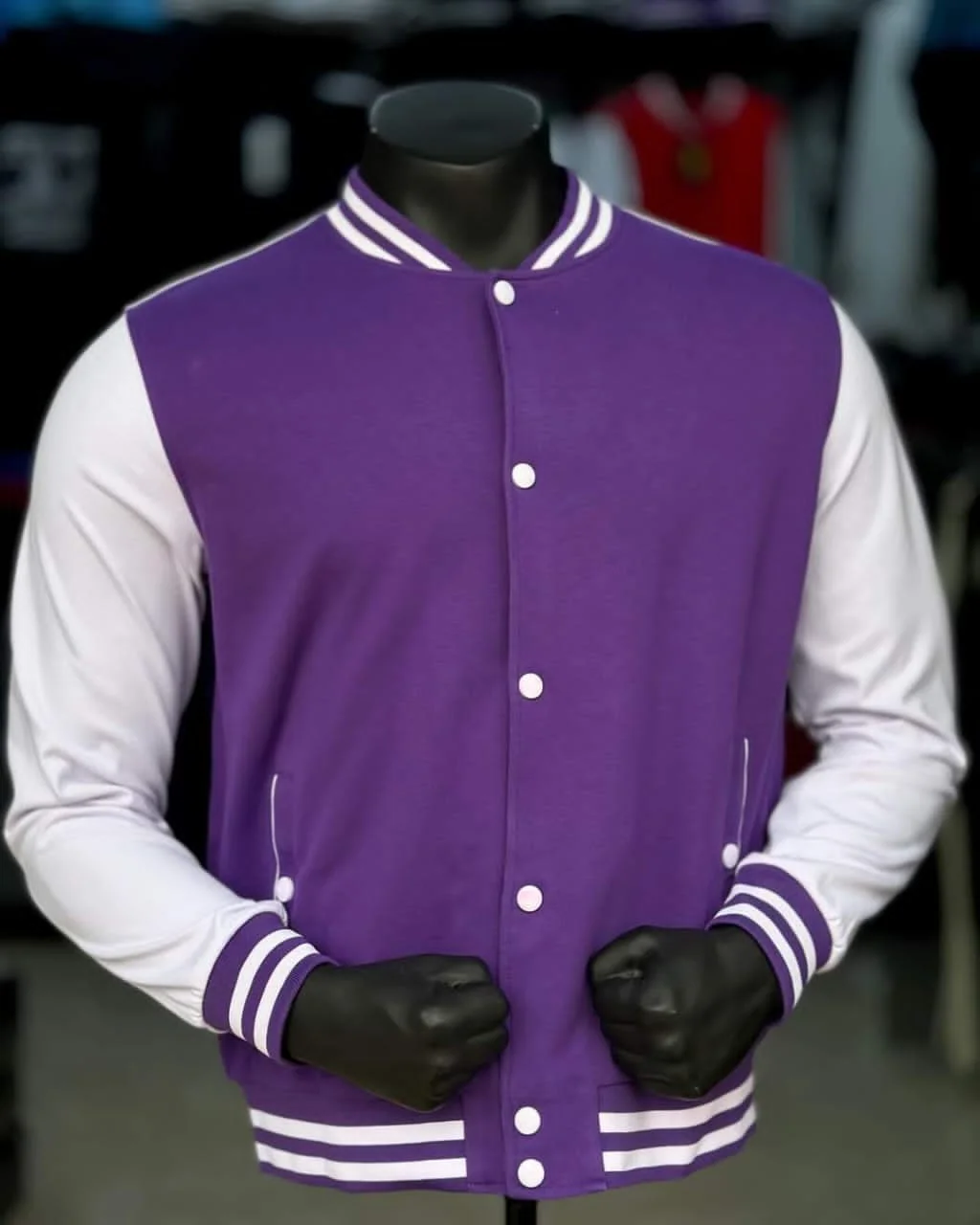 Veste Bombers Légère En Coton Avec Col Officier – TBY – Violet – Image 3